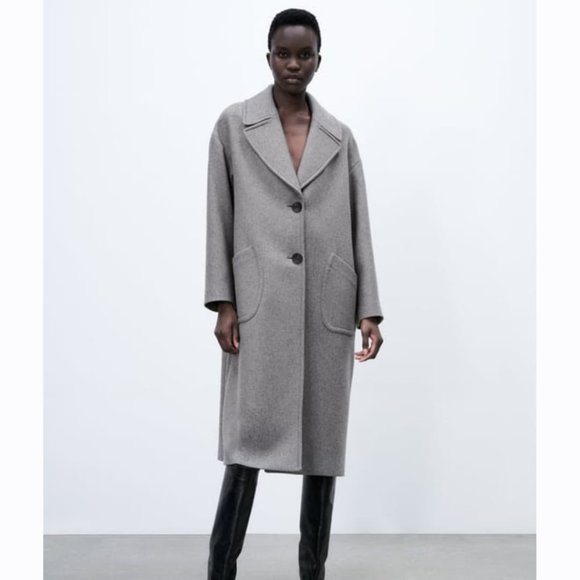 NWT Zara Gray Wool blend Oversized Coat - Picture 1 of 7